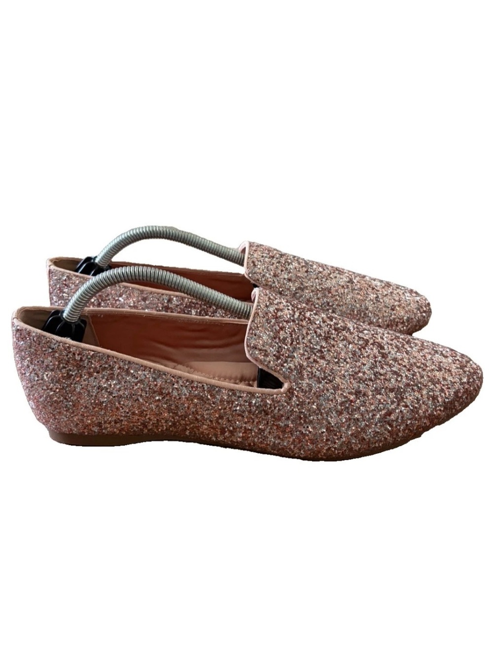Birdies The Starling Shoes Womens Size 8.5M Rose Gold Glitter Loafer Flats